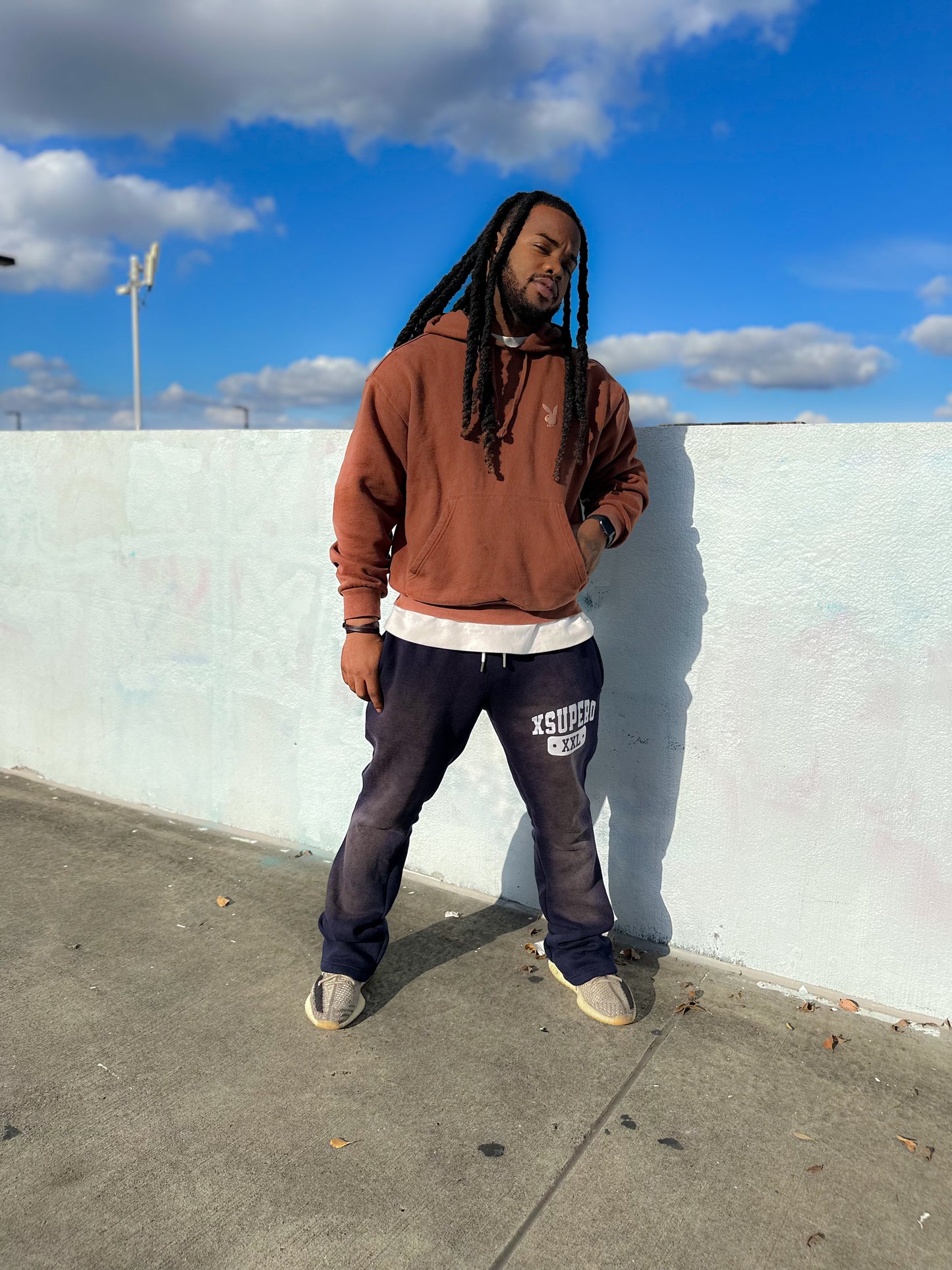 Black Acid Washed Scholar Flare Sweats By Xsupero