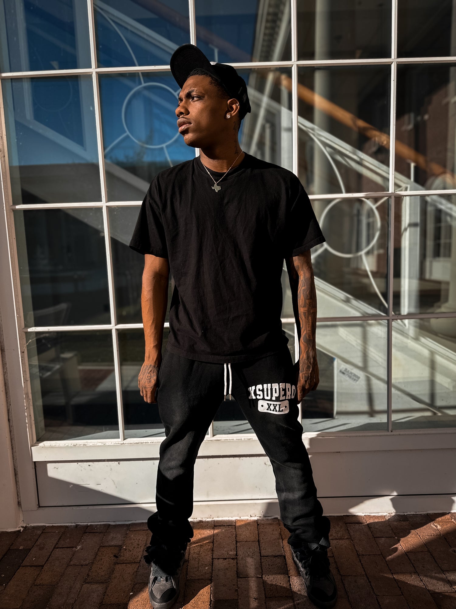 Black Acid Washed Scholar Flare Sweats By Xsupero